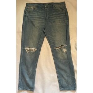 American Eagle Outfitters Hi Rise Girlfriend Jeans Light Wash Distressed 20 Long